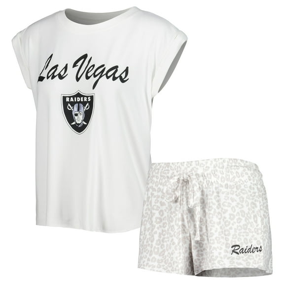 Women's Concepts Sport White/Cream Las Vegas Raiders Montana Knit Top & Shorts Sleep Set