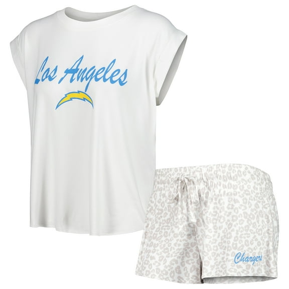 Women's Concepts Sport White/Cream Los Angeles Chargers Montana Knit Top & Shorts Sleep Set