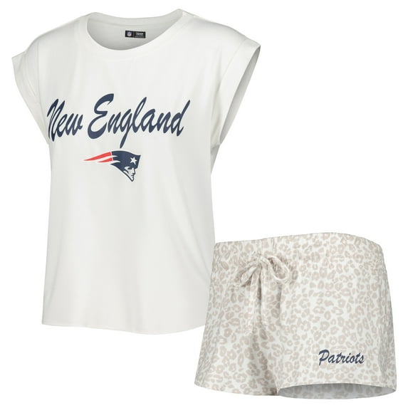 Women's Concepts Sport White/Cream New England Patriots Montana Knit Top & Shorts Sleep Set