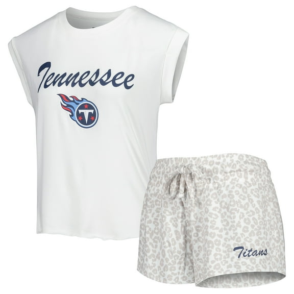 Women's Concepts Sport White/Cream Tennessee Titans Montana Knit Top & Shorts Sleep Set