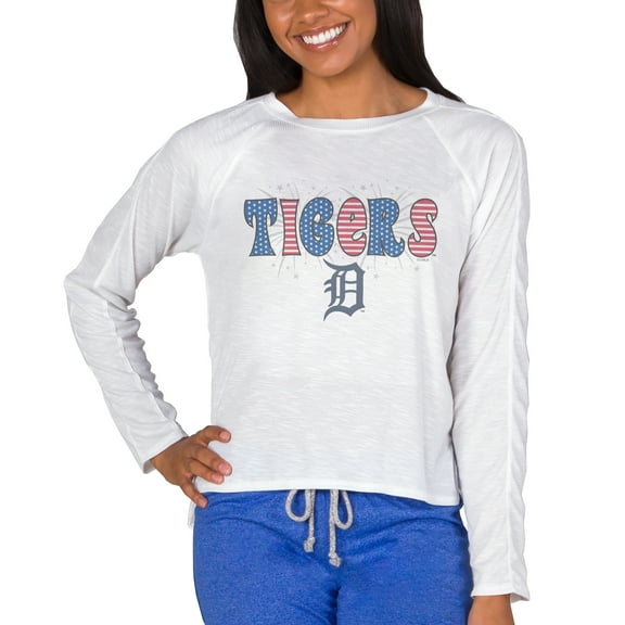 Women's Concepts Sport White Detroit Tigers Gable Knit Raglan Long Sleeve Top