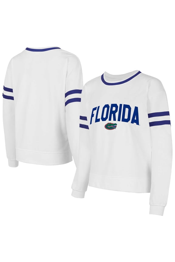 Women's Concepts Sport  White Florida Gators Borough French Terry Arch Over Long Sleeve Top