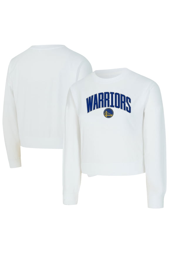 Women's Concepts Sport  White Golden State Warriors Laney Chenille Cropped Long Sleeve T-Shirt