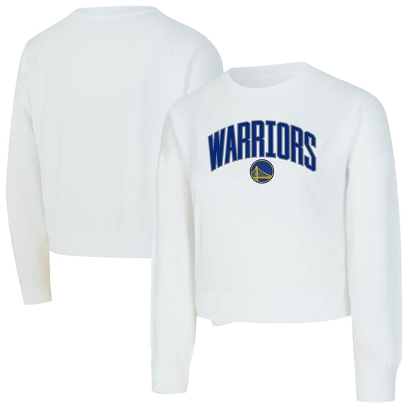 Women's Concepts Sport White Golden State Warriors Laney Chenille Cropped Long Sleeve T-Shirt