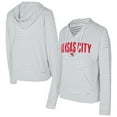 thumbnail image 1 of Women's Concepts Sport White/Gray Kansas City Chiefs Liftoff Striped V-Neck Hoodie, 1 of 3