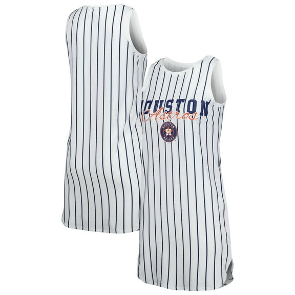Women's Concepts Sport White Houston Astros Reel Pinstripe Knit Sleeveless Nightshirt