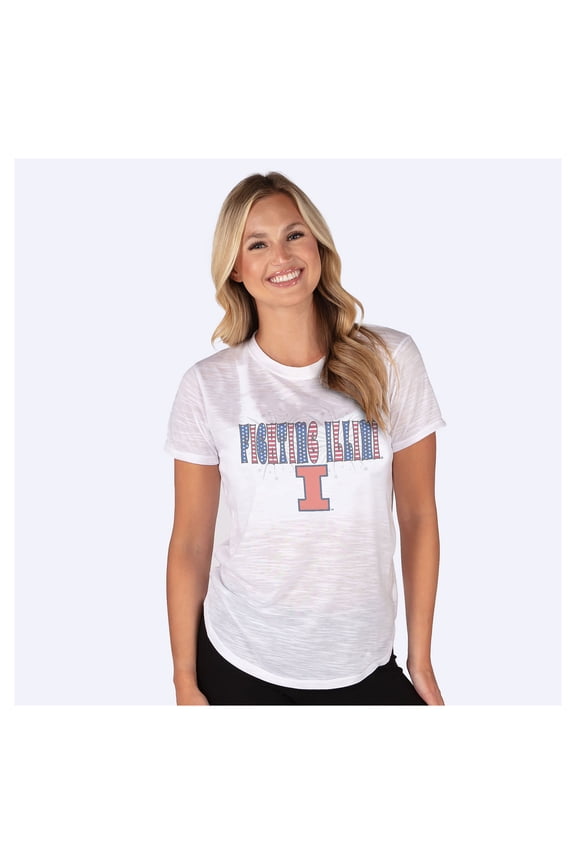 Women's Concepts Sport White Illinois Fighting Illini Stars and Stripes Infuse Lightweight Slub Knit Top