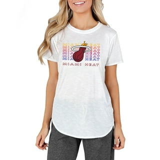 Women's G-III 4Her by Carl Banks White Miami Heat Dot Print V-Neck Fitted T-Shirt Size: Extra Large