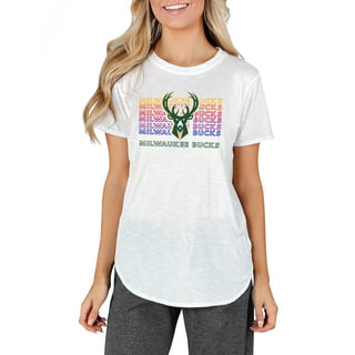 Women's New Era Front and Back Milwaukee Bucks V-Neck T-Shirt / Small