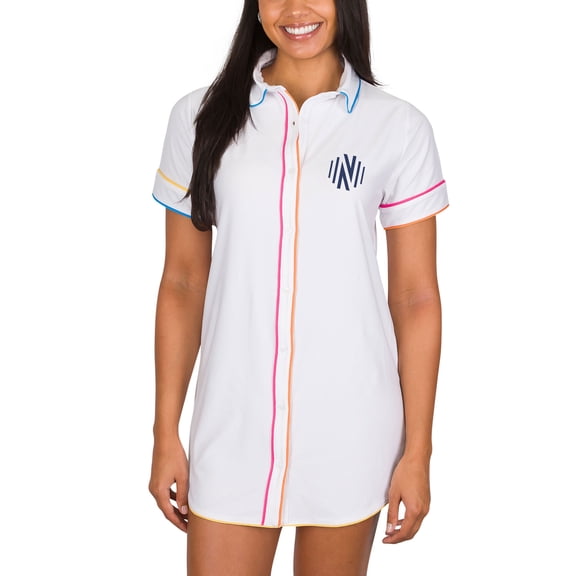 Women's Concepts Sport White Nashville SC Flutter Knit Button-Up Nightshirt