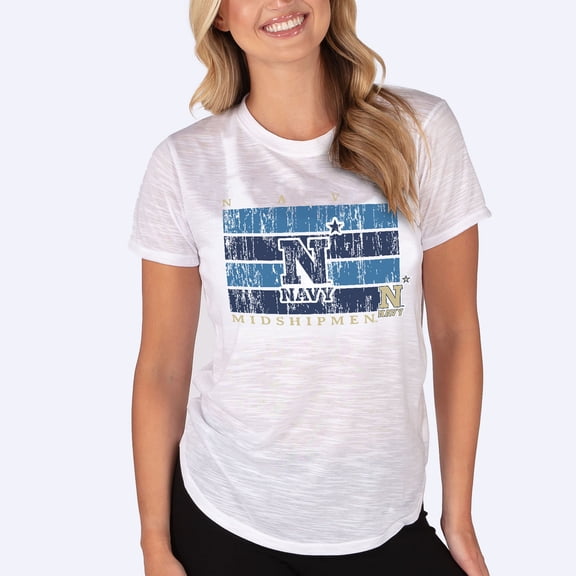 Women's Concepts Sport  White Navy Midshipmen Infuse Lightweight Slub Knit Top