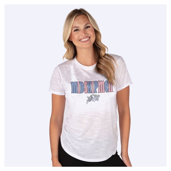 Women's Concepts Sport  White Navy Midshipmen Stars and Stripes Infuse Lightweight Slub Knit Top