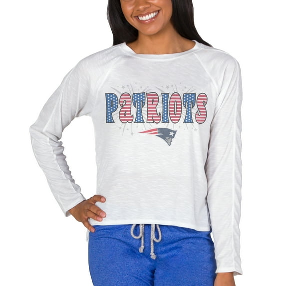 Women's Concepts Sport White New England Patriots Gable Knit Raglan Long Sleeve Top