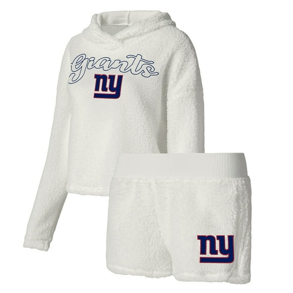 Women's Concepts Sport  White New York Giants Fluffy Pullover Sweatshirt & Shorts Sleep Set