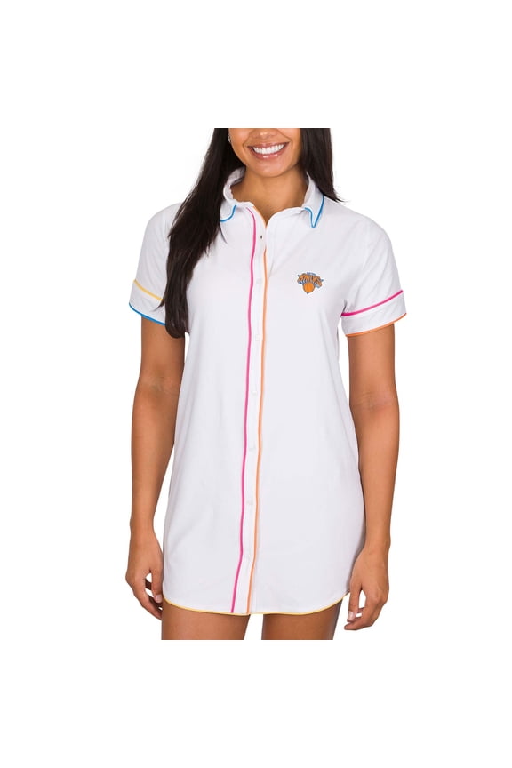 Women's Concepts Sport White New York Knicks Flutter Knit Nightshirt