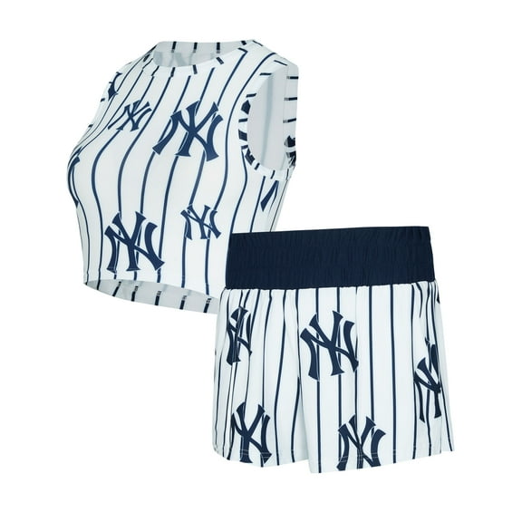 Women's-Concepts Sport White New York Yankees Pinstripe Record Tank & Short Set