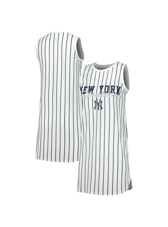 Women's Concepts Sport White New York Yankees Reel Pinstripe Knit Sleeveless Nightshirt