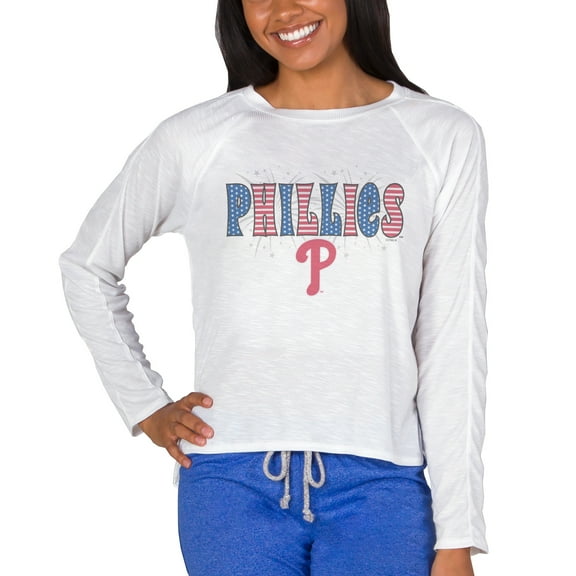 Women's Concepts Sport White Philadelphia Phillies Gable Knit Raglan Long Sleeve Top