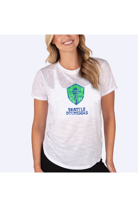 Women's-Concepts Sport  White Seattle Sounders FC Infuse Distressed Slub Knit-Top