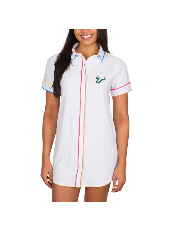 Women's Concepts Sport White South Florida Bulls Flutter Knit Button-Up Nightshirt