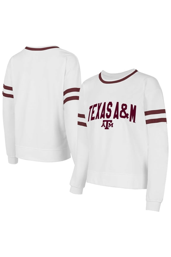 Women's Concepts Sport  White Texas A&M Aggies Borough French Terry Arch Over Long Sleeve Top