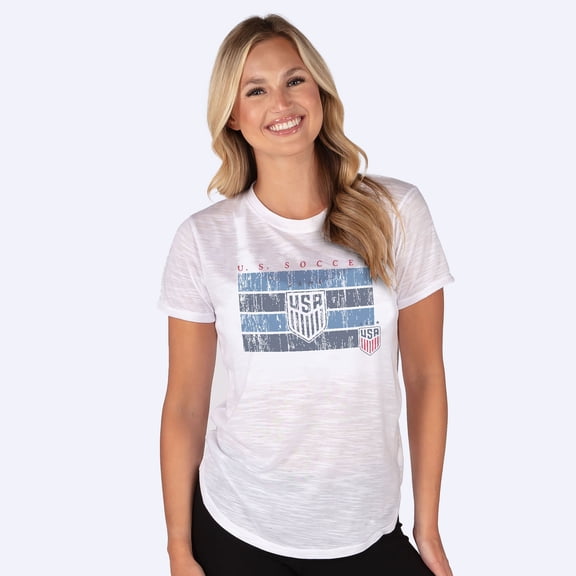 Women's-Concepts Sport  White USWNT Infuse Distressed Slub Knit-T-Shirt