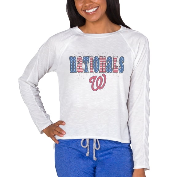 Women's Concepts Sport White Washington Nationals Gable Knit Raglan Long Sleeve Top