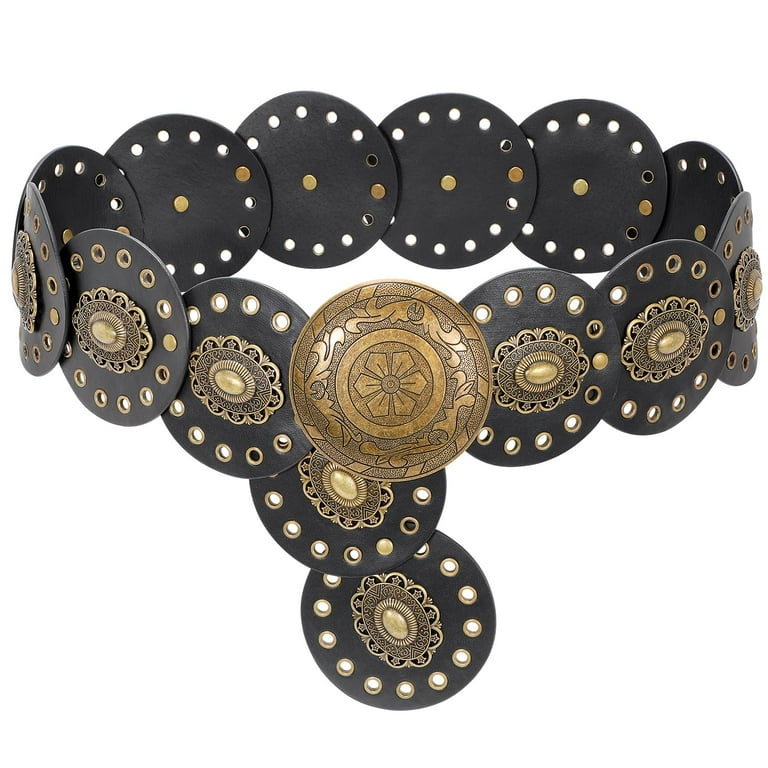 Women\'s Wide Disc Western Belts Vintage Cowgirl Concho Waist Belt For Jeans Amazon.com: XuoAz Women Wide-Disc Western-Belts Vintage  main image 4