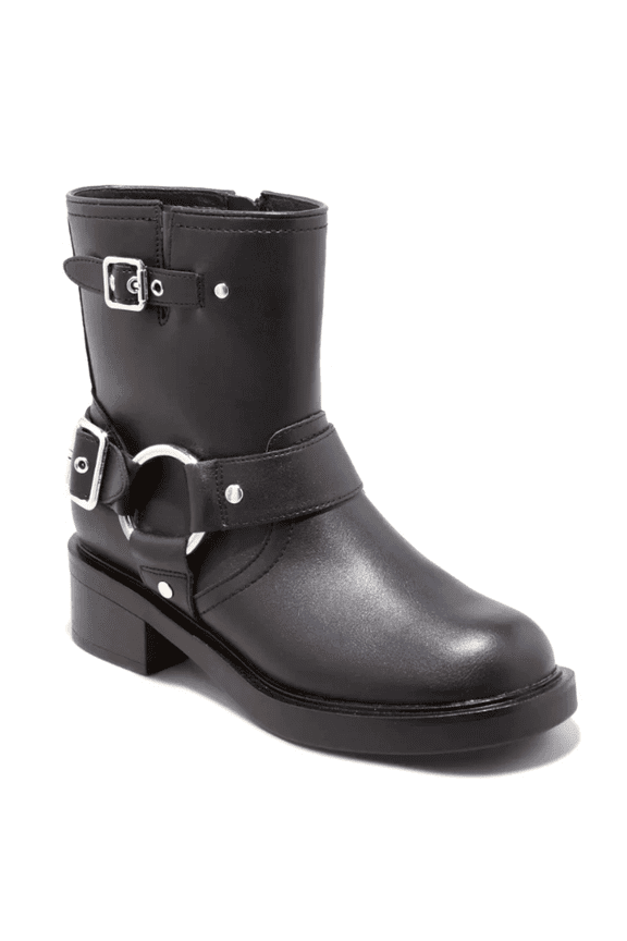 Women's Connor Biker Harness Black Buckle Ankle Boots Size 8