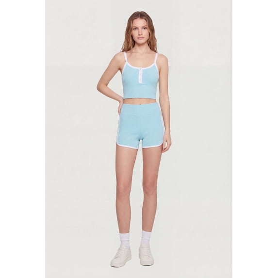 Women's Contrast Piping Ribbed Dolphin Shorts