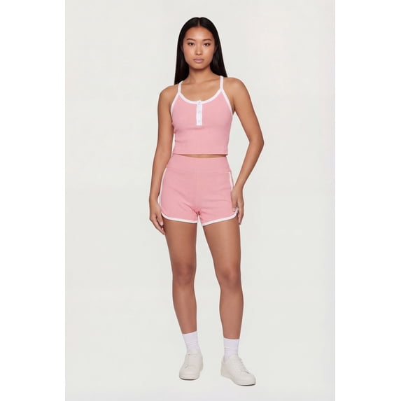 Women's Contrast Piping Ribbed Dolphin Shorts