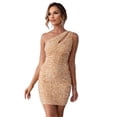 thumbnail image 1 of Women's Contrast Sequin Sleeveless Mini Dress One Shoulder Front Length Party Sparkle Look 95% Polyester 5% Elastane, 1 of 8