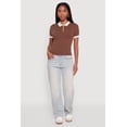 thumbnail image 1 of Women's Contrast Trim Cable Knit Sweater Polo, 1 of 5