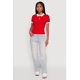 thumbnail image 1 of Women's Contrast Trim Cable Knit Sweater Polo, 1 of 5