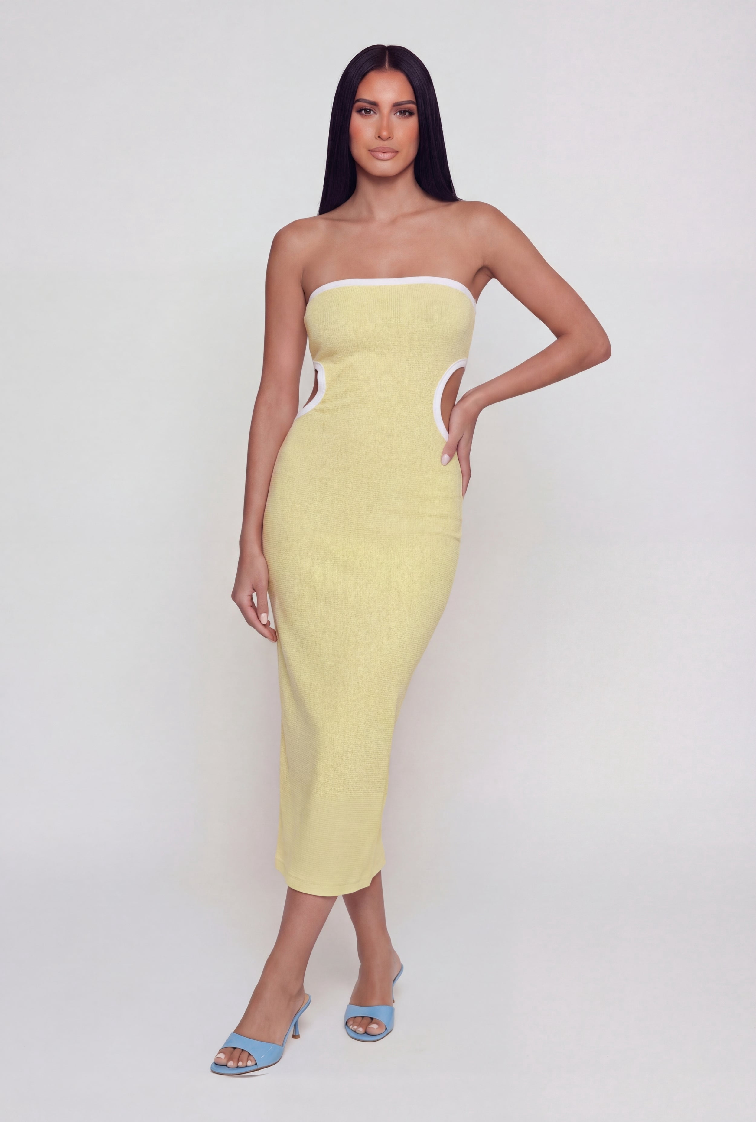 midi side waist cut out dress Sleeveless Cut Out Side Twist Front Maxi Dress In Black Slinky | EGO US