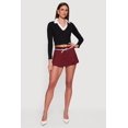 thumbnail image 1 of Women's Contrast Trim Ribbed Knit Cropped Polo Shirt, 1 of 4