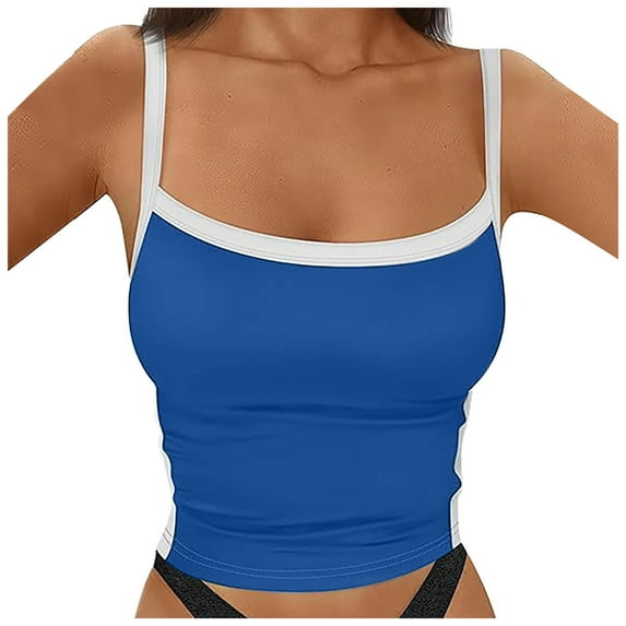 Women's Contrasting Color Slim Fit Backless And Navel Short Suspender Shirt Casual Vest Suspender