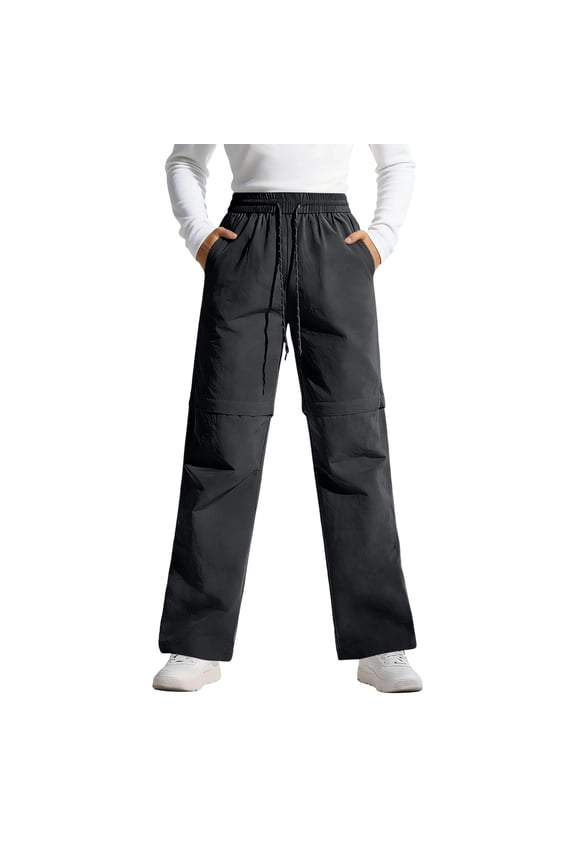 Women's Convertible Cargo Pants Zip-Off Wide Leg Casual Outdoor Utility Trousers with Pockets