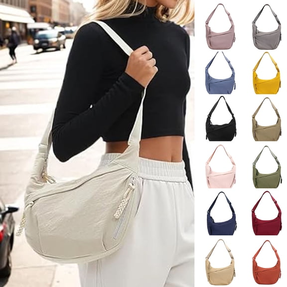 Women's Convertible Crossbody Bag – Adjustable Strap (Shoulder/Underarm Carry), Multi-Pocket Nylon Tote, 2 Sizes