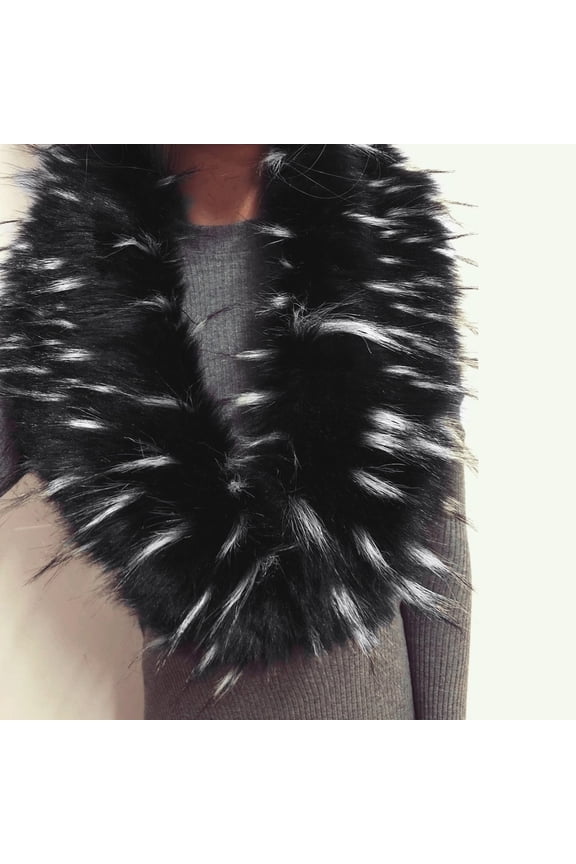 Women's Convertible Faux Fur Collar, Detachable Plush Scarf Wrap with Button Closure, Elegant Winter Coat Accessory and Stand Alone Fur Collar - A