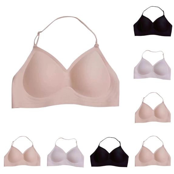 Women's Convertible Wireless Bra, Full Coverage Soft Support Bra with Removable Straps, Comfort Daily Wear | VerBelle,Beige S