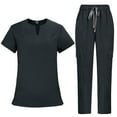 thumbnail image 1 of Women's Cool Stretch V-Neck Top and Cargo Pant Scrub Set with Regular and Petite Sizes 2025 Gray XL, 1 of 4