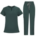 thumbnail image 1 of Women's Cool Stretch V-Neck Top and Cargo Pant Scrub Set with Regular and Petite Sizes 2025 Turquoise M, 1 of 4