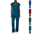 thumbnail image 1 of Women's Cool Stretch Wrap V-Neck Top and Wide Leg Pant Scrub Set Blue 2XL, 1 of 6