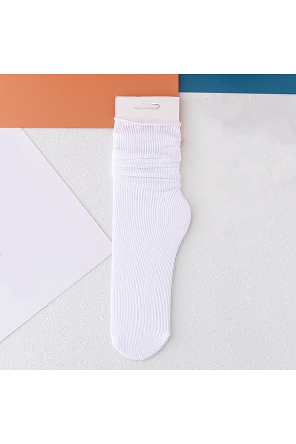Women's Cooling Ice Socks, 24 Color Options Thin Ankle Socks, Velvet Breathable Pile Stockings with Non-Slip Heel, Fashion Mid Tube Stackable Socks for Women, Soft Stretchable Everyday Socks - White1