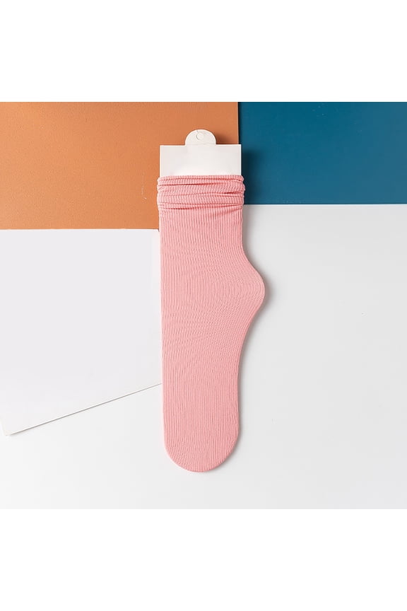 Women's Cooling Ice Socks, 24 Color Options Thin Ankle Socks, Velvet Breathable Pile Stockings with Non-Slip Heel, Fashion Mid Tube Stackable Socks for Women, Soft Stretchable Everyday Socks - Red2