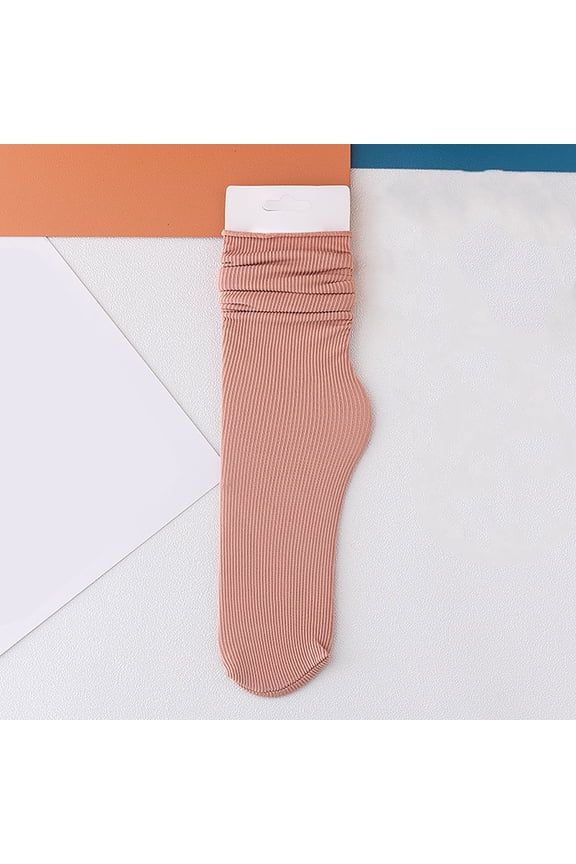 Women's Cooling Ice Socks, 24 Color Options Thin Ankle Socks, Velvet Breathable Pile Stockings with Non-Slip Heel, Fashion Mid Tube Stackable Socks for Women, Soft Stretchable Everyday Socks - Pink