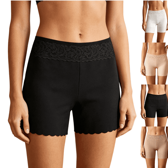 Women's Cooling Mesh Lace Slip Shorts for Under Dresses Anti Chafing, Anti-Roll Lace, Soft Breathable Skin-Friendly,Black 2XL