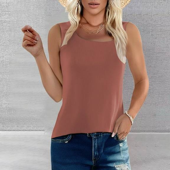 Women's Cooling Ribbed Camisole: Seamless Sleeveless Tank Top with Stretch, Breathable Round Neck Vest for Summer & Lounge Wear