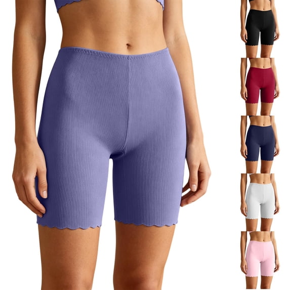 Women's Cooling Slip Shorts Under Dresses - Anti Chafing High Waisted Boyshort Underwear for Yoga Workout Purple 3XL